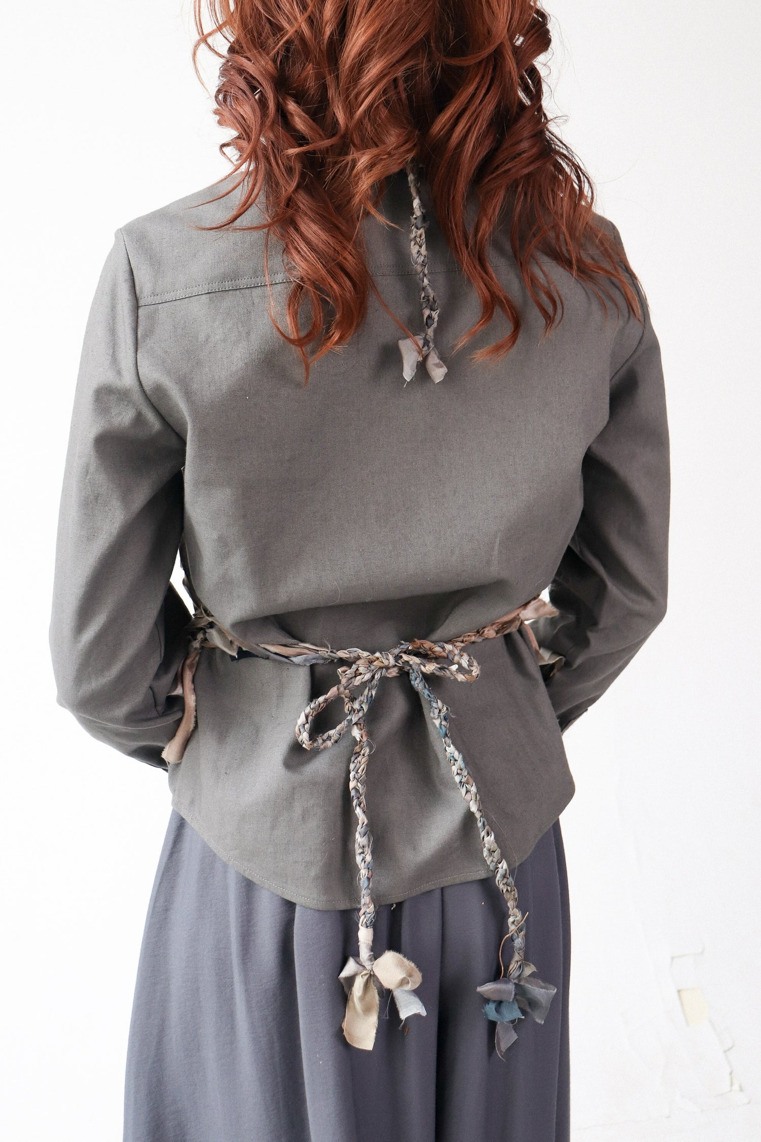 connect 2 handknitted silk cropped halter tie top