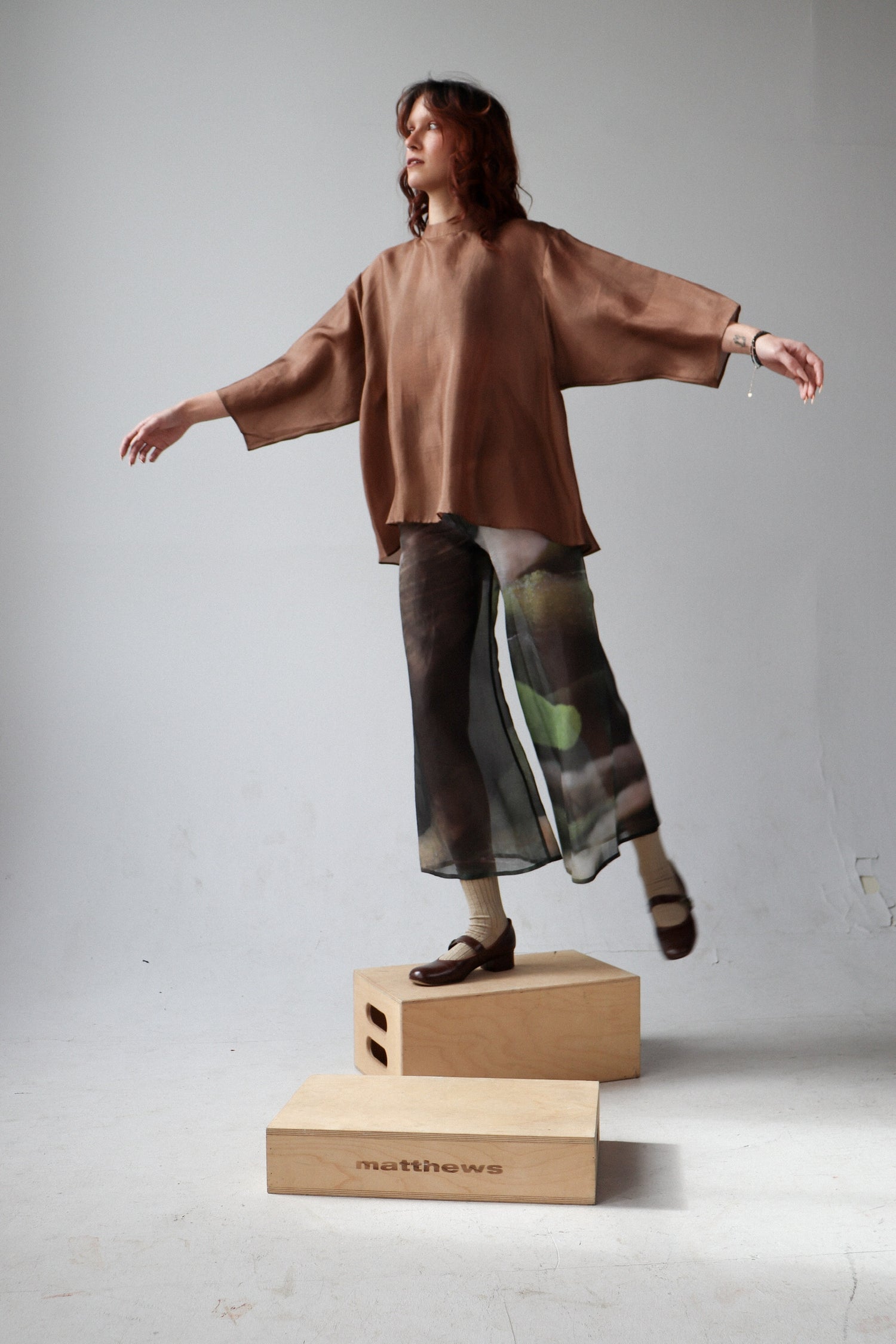 betel nut long sleeve silk organza top