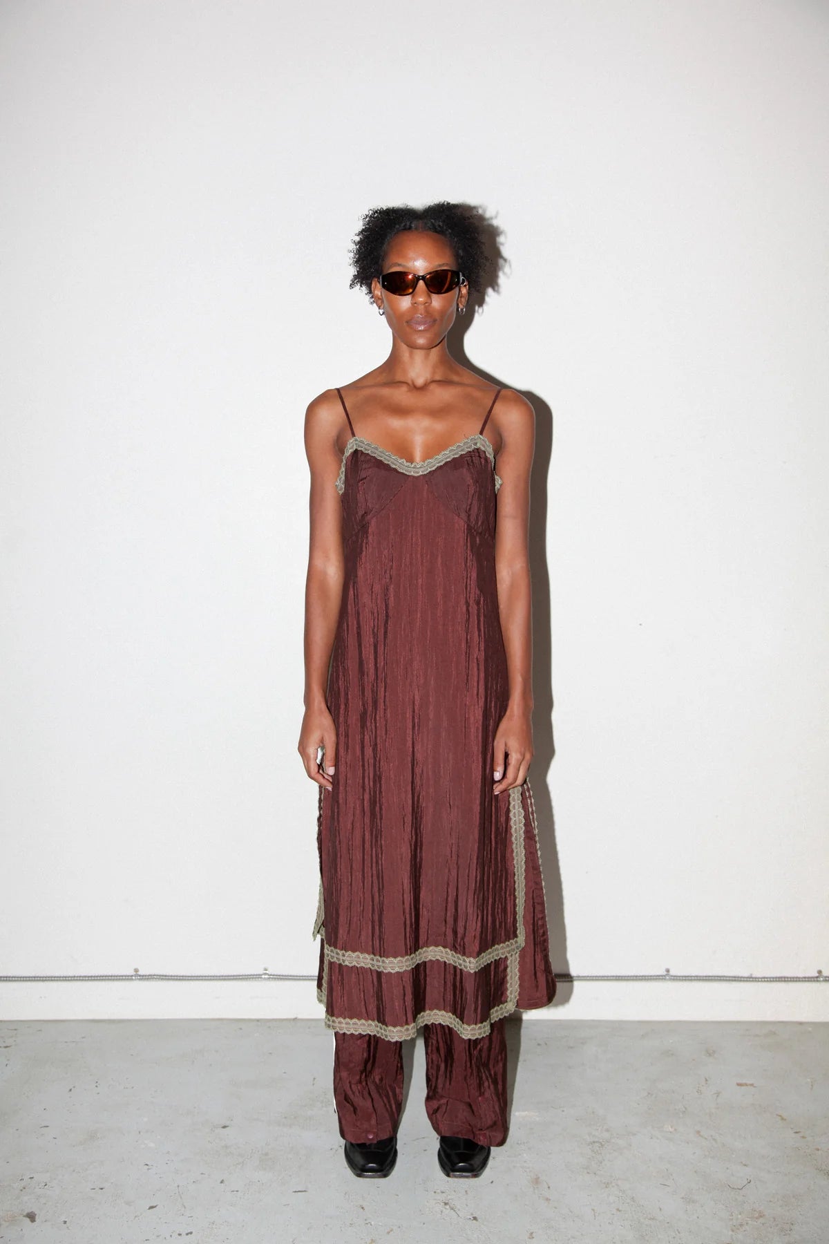 earthen slip dress in auburn