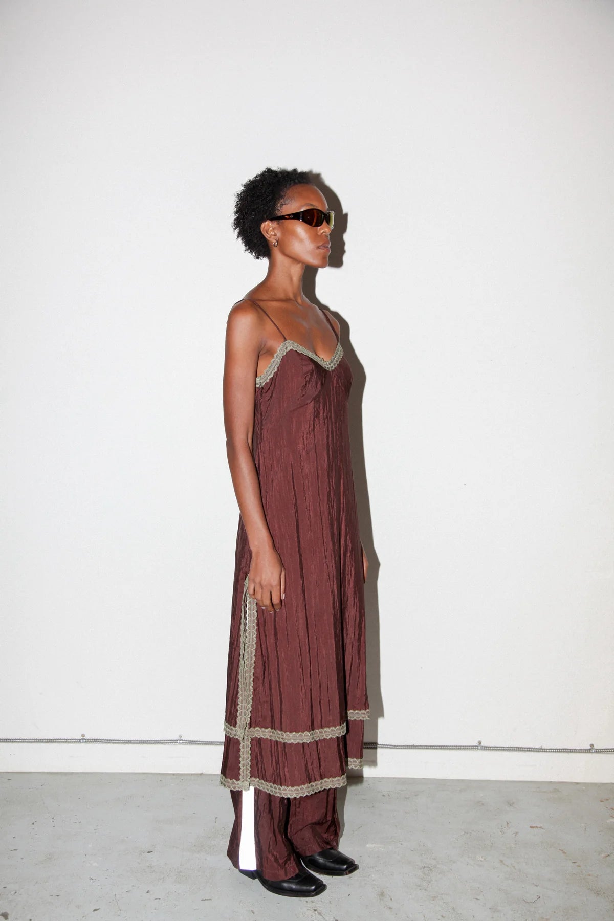 earthen slip dress in auburn