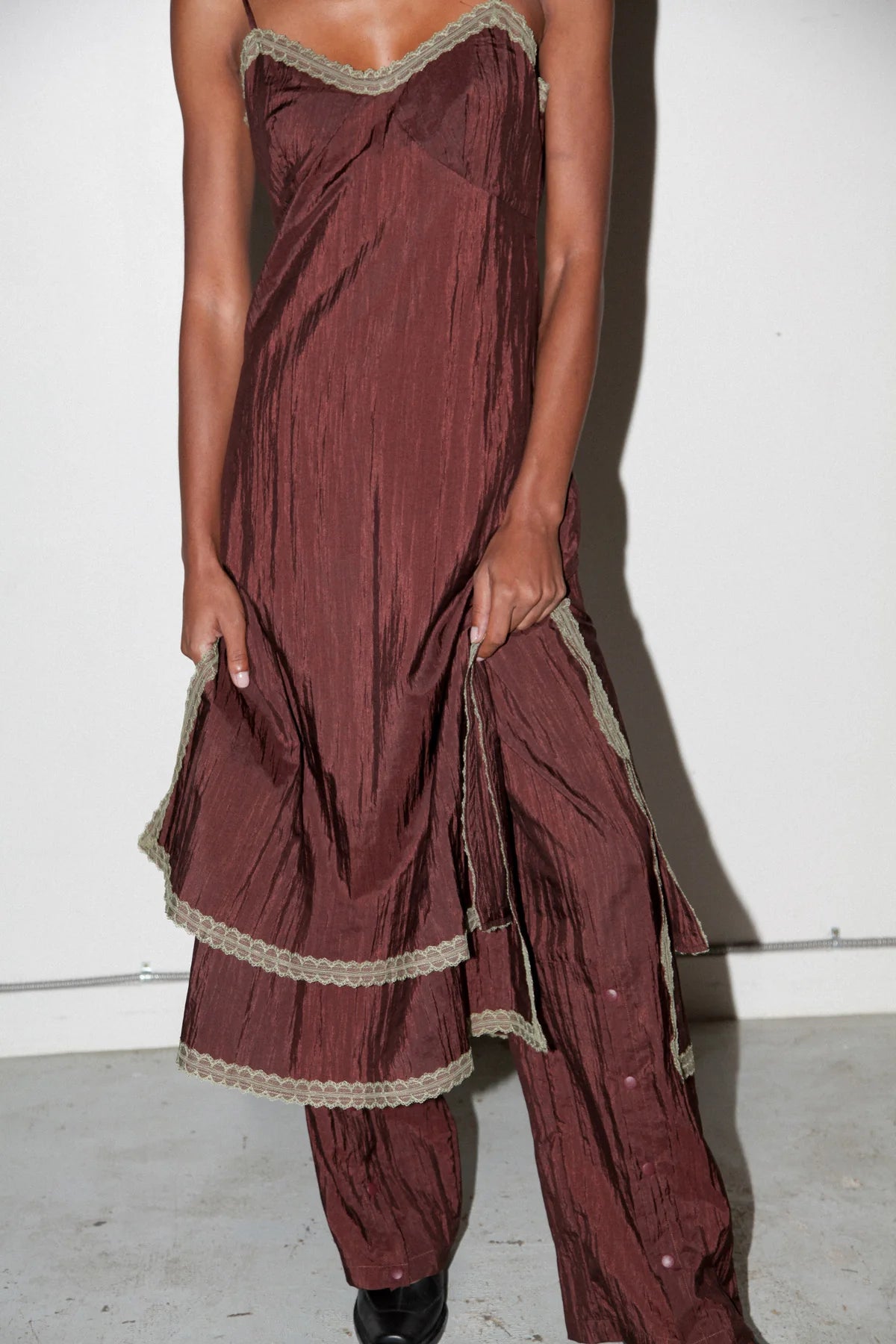 earthen slip dress in auburn