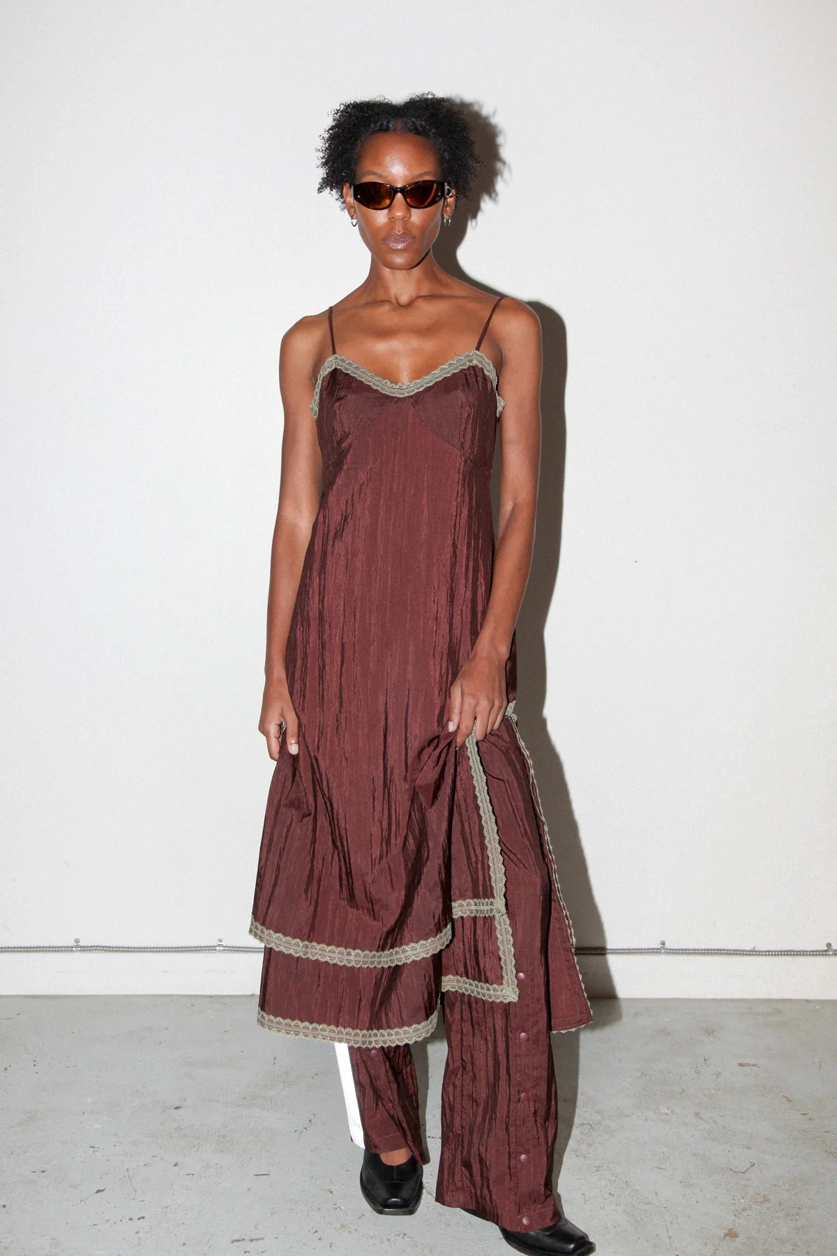 earthen slip dress in auburn