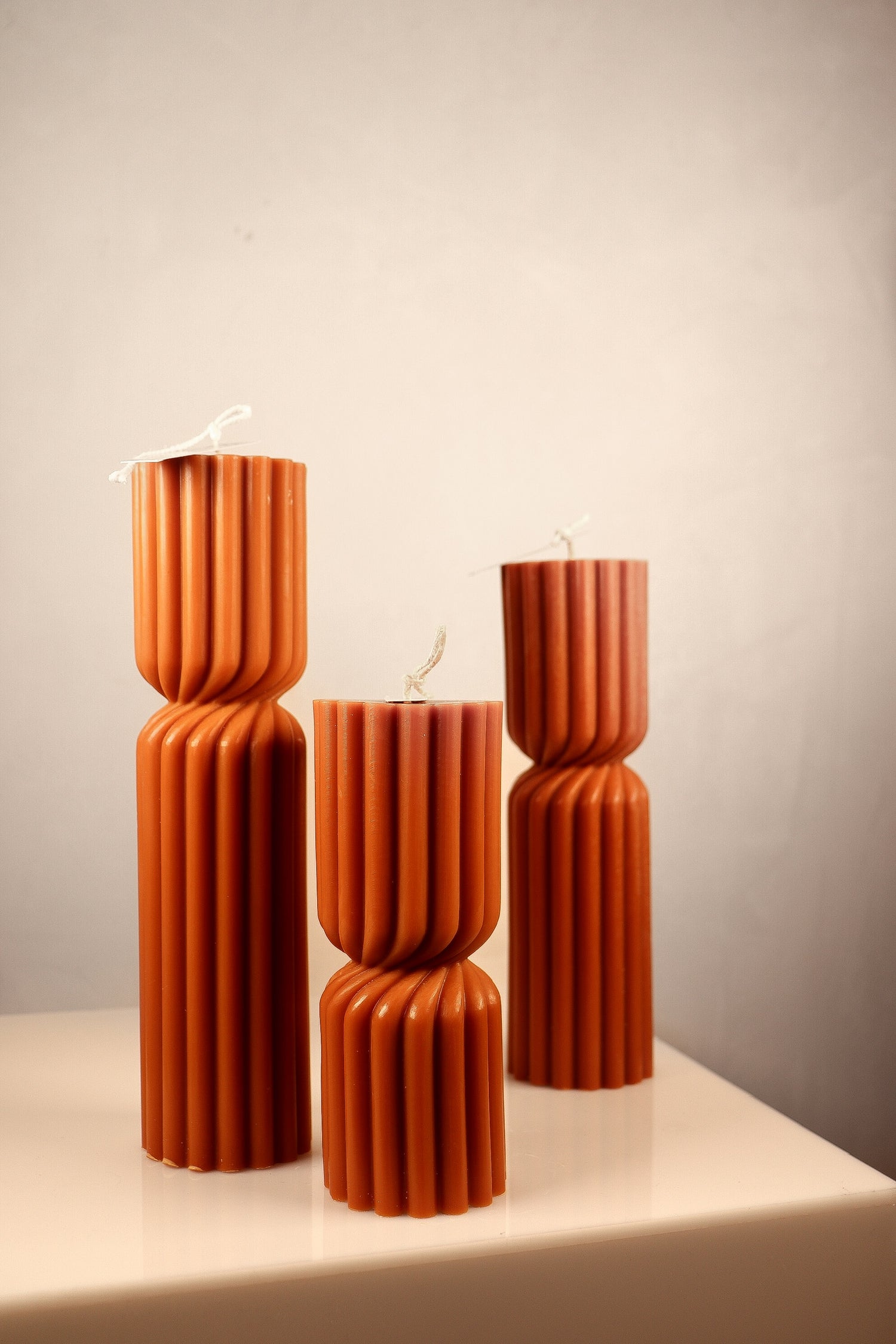 ribbed pillar candles