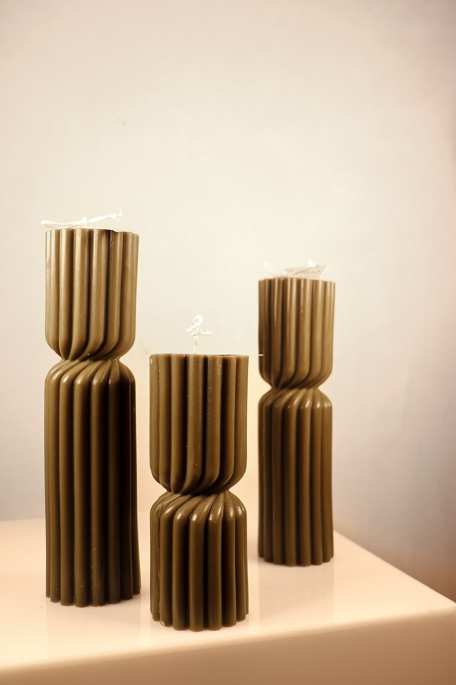 ribbed pillar candles