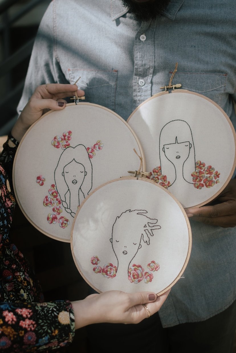 chris davis illustration, embroidered by tamara harper