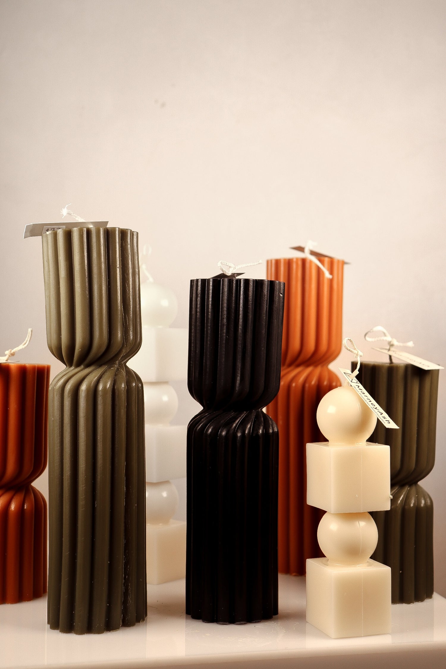 ribbed pillar candles