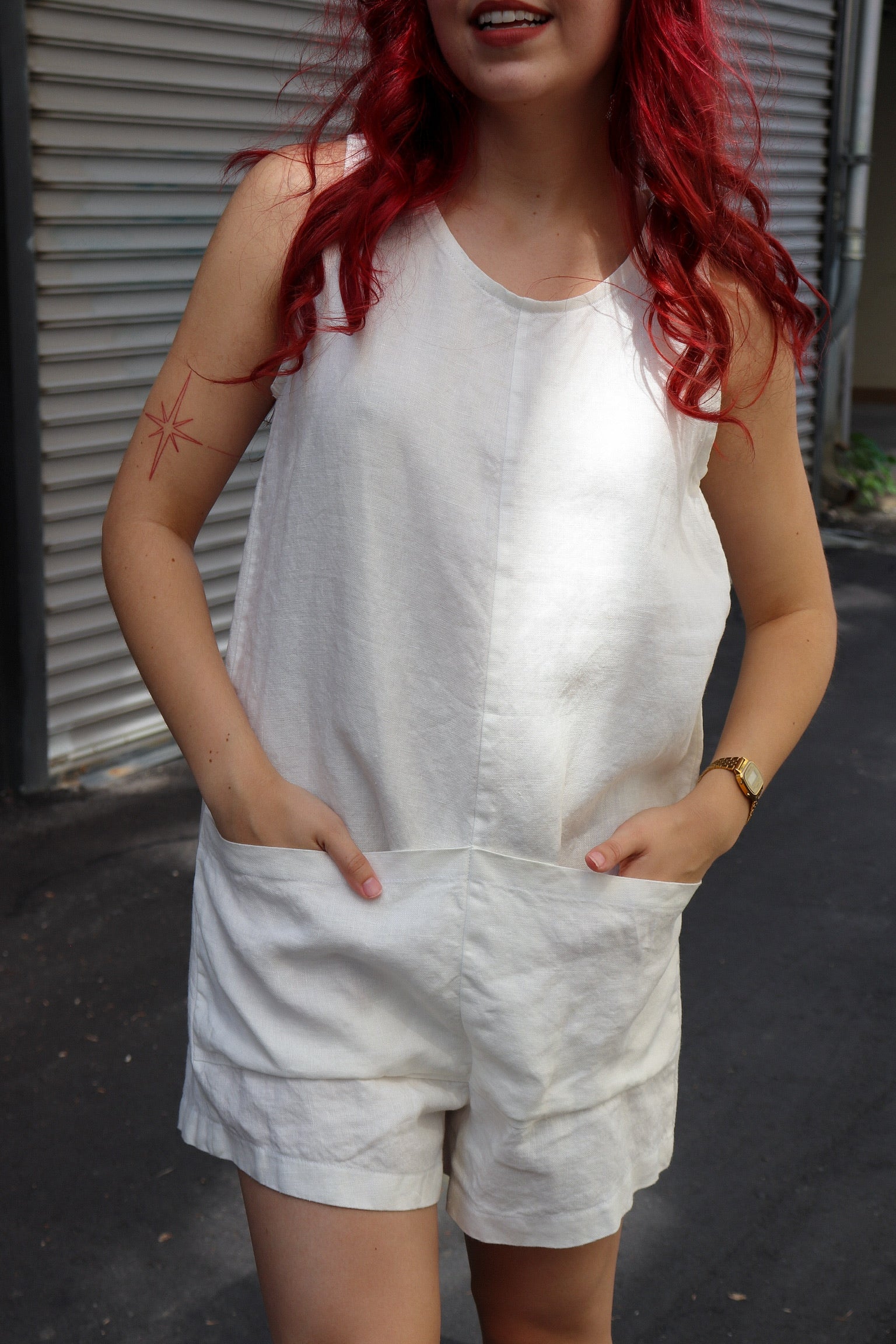 playsuit - white linen