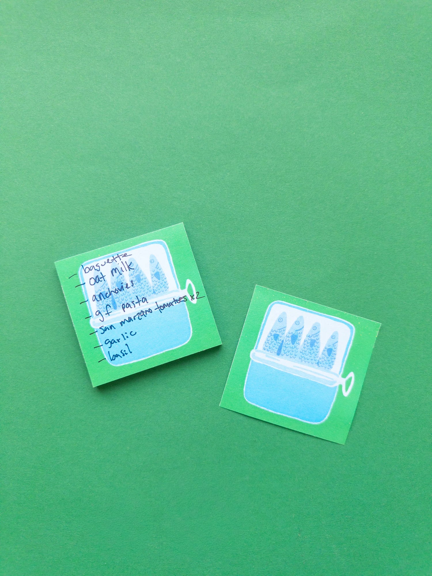 tinned fish lists sticky notes