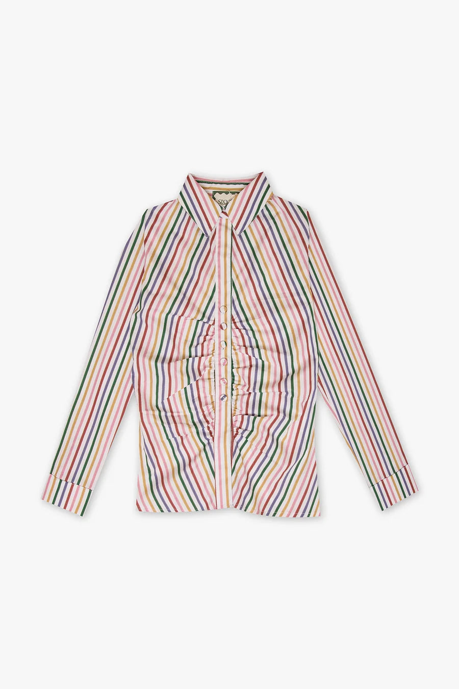rainbow button-up