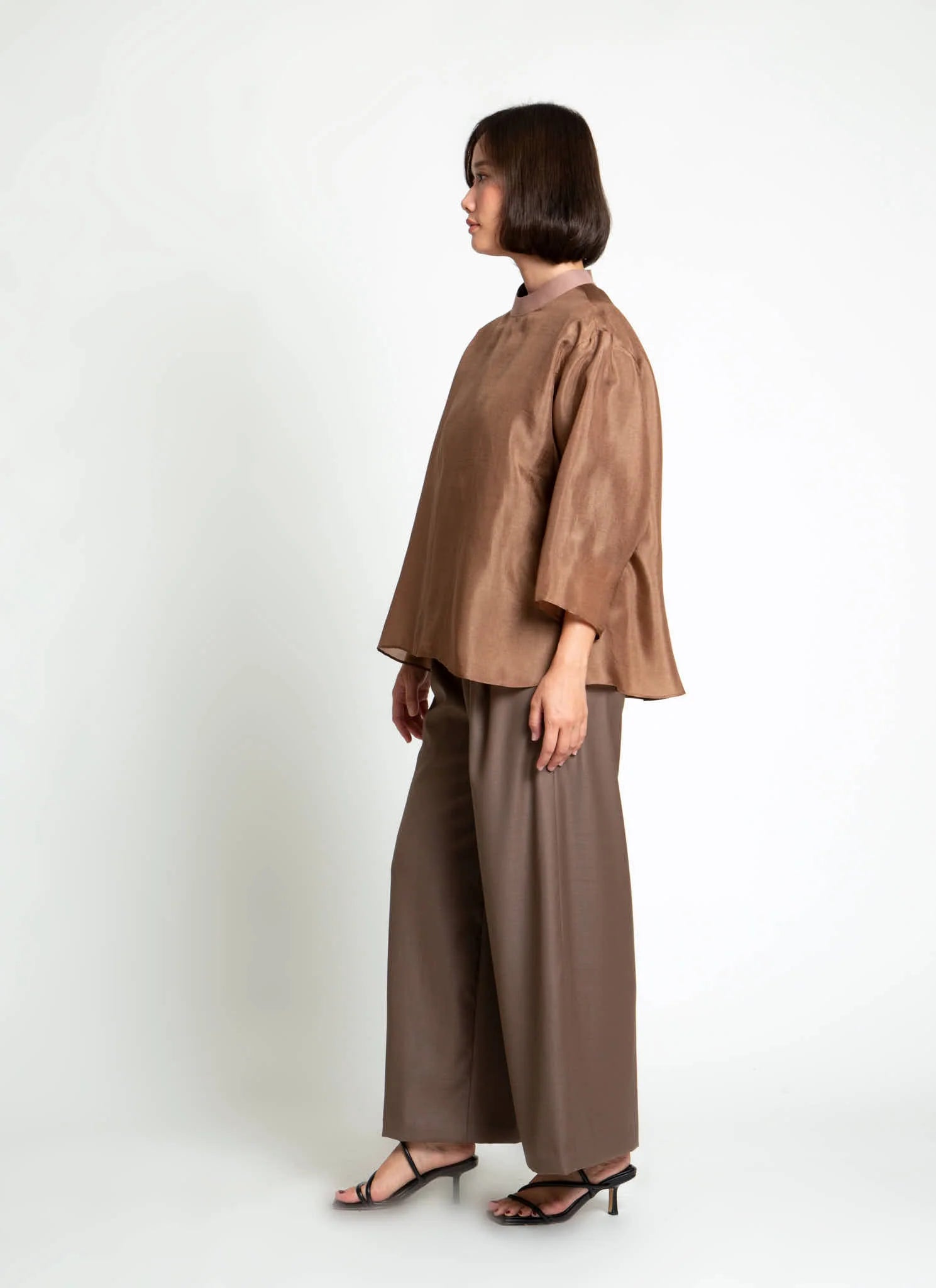 betel nut long sleeve silk organza top