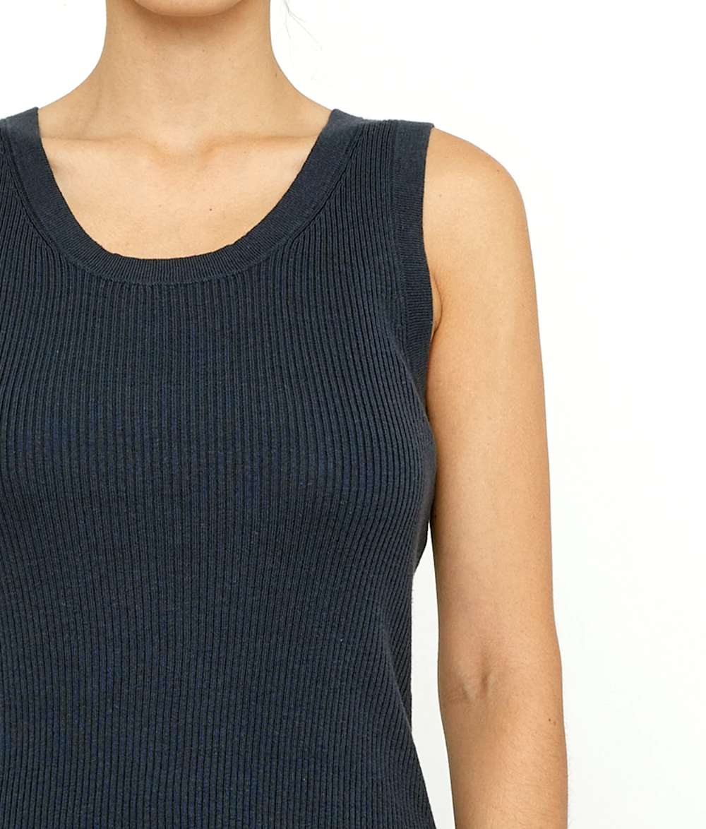 linen scoop neck knit tank