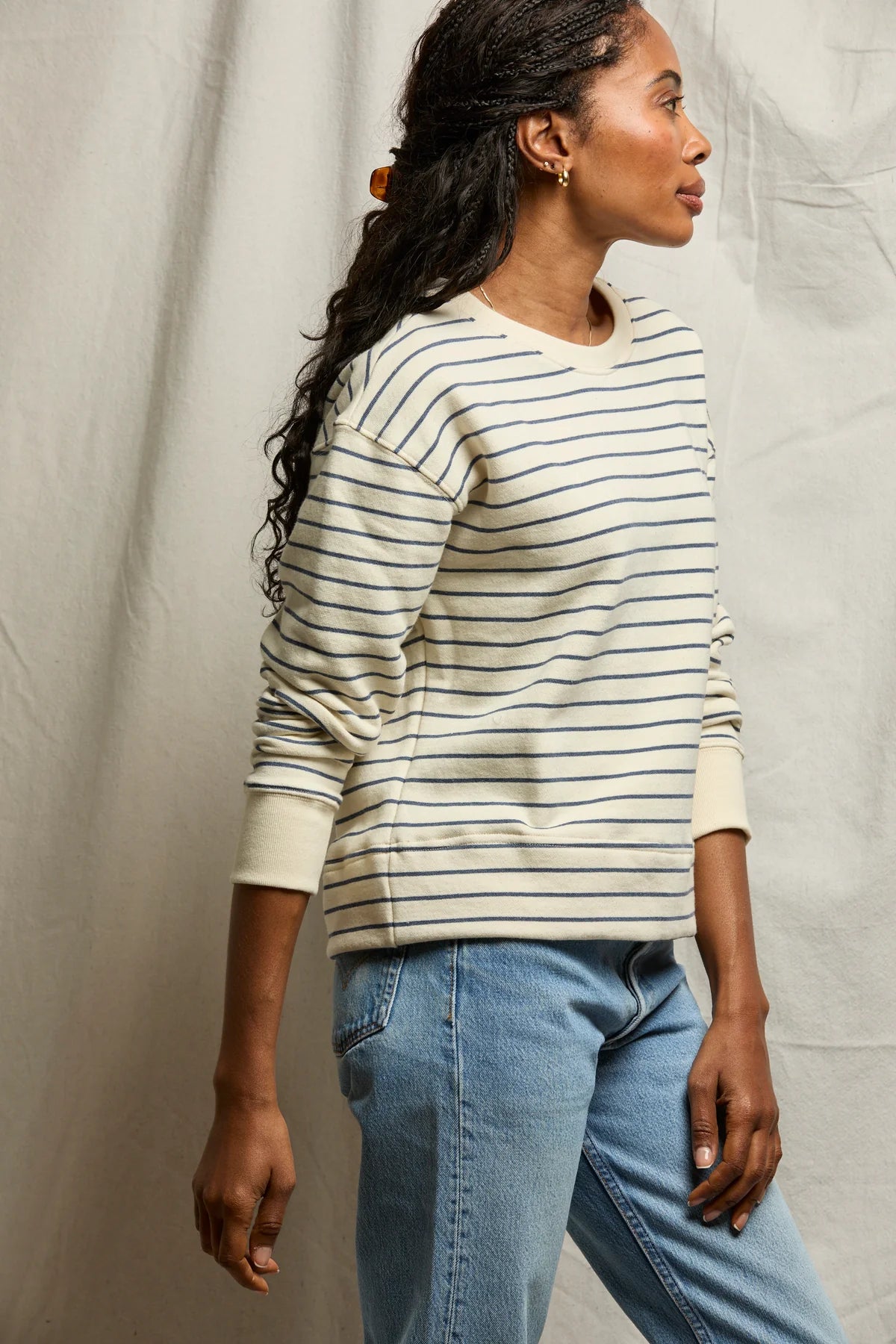 tyler stripe french terry pullover sweatshirt