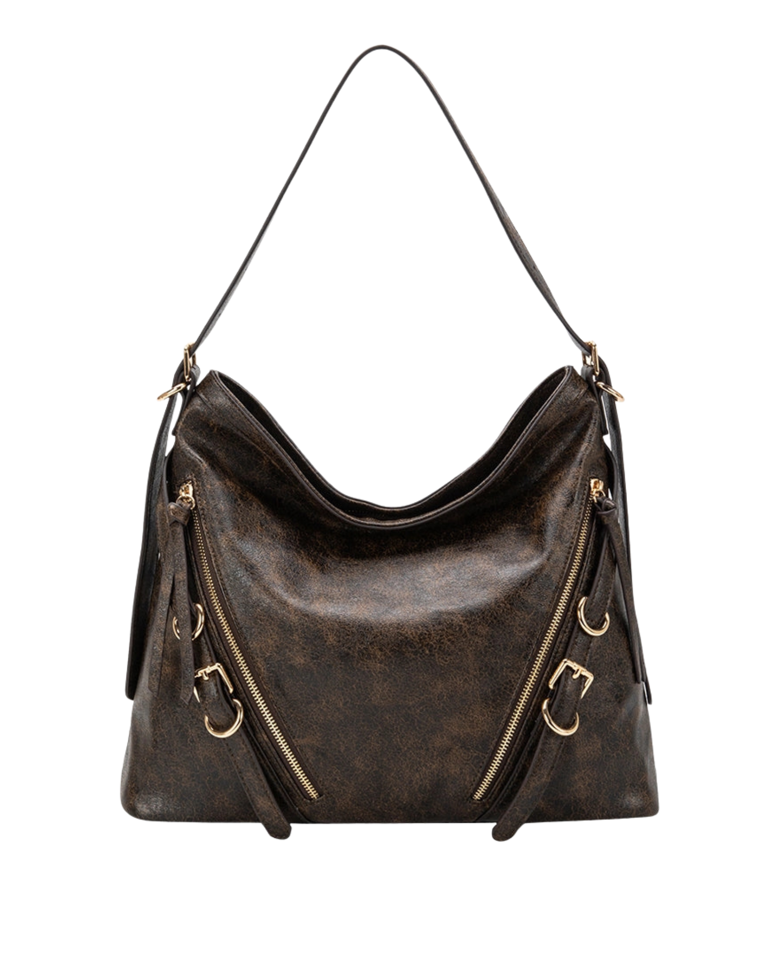 slone espresso recycled vegan shoulder bag