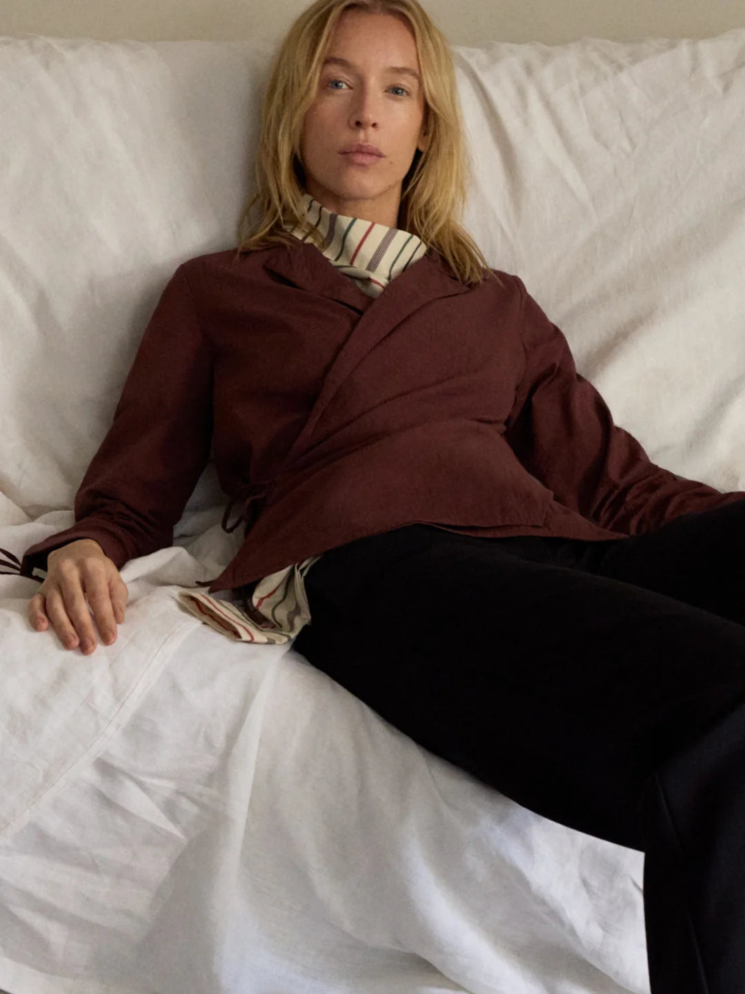 dark wine seersucker lenie blouse