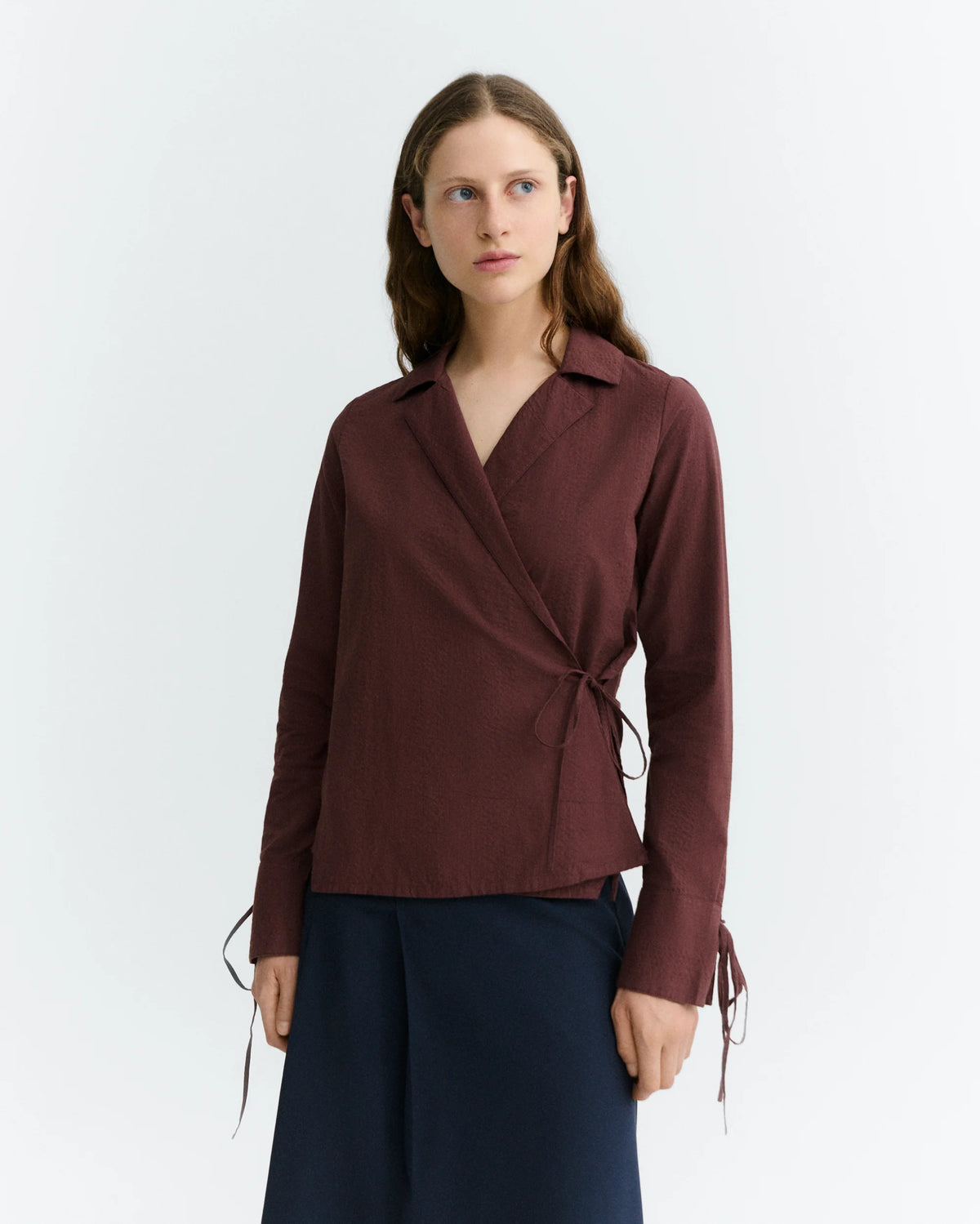 dark wine seersucker lenie blouse