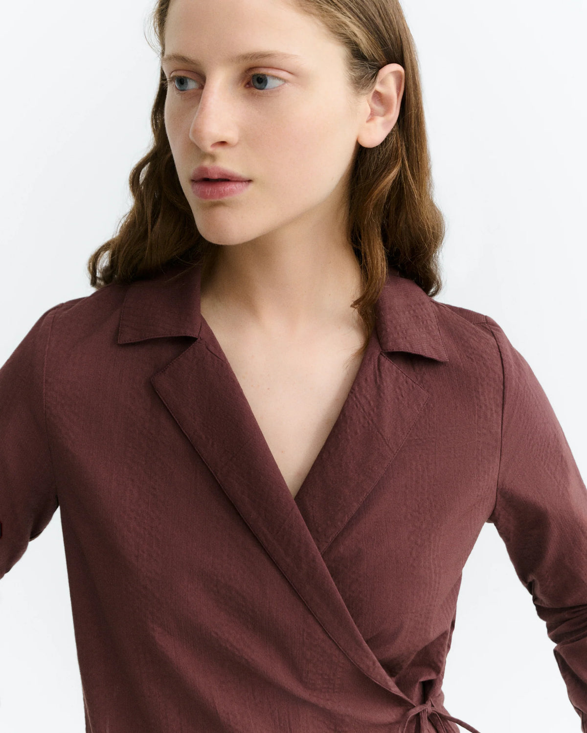 dark wine seersucker lenie blouse