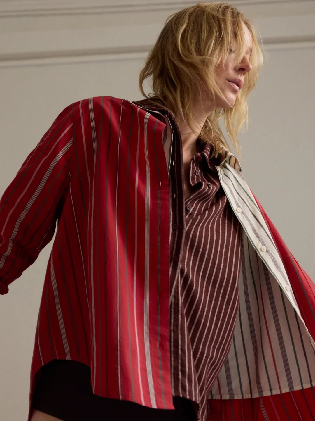 red steffi stripes delia blouse