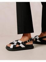 ALOHAS handcrafted, customer favorite marshmallow scacchi sandals in black and white checkered pattern