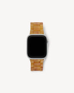 universal fit machete apple watch band in cognac with black hardware finishes