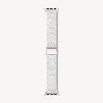 universal fit machete apple watch band in opalite shell checker with silver hardware finishes