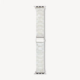 universal fit machete apple watch band in opalite shell checker with silver hardware finishes