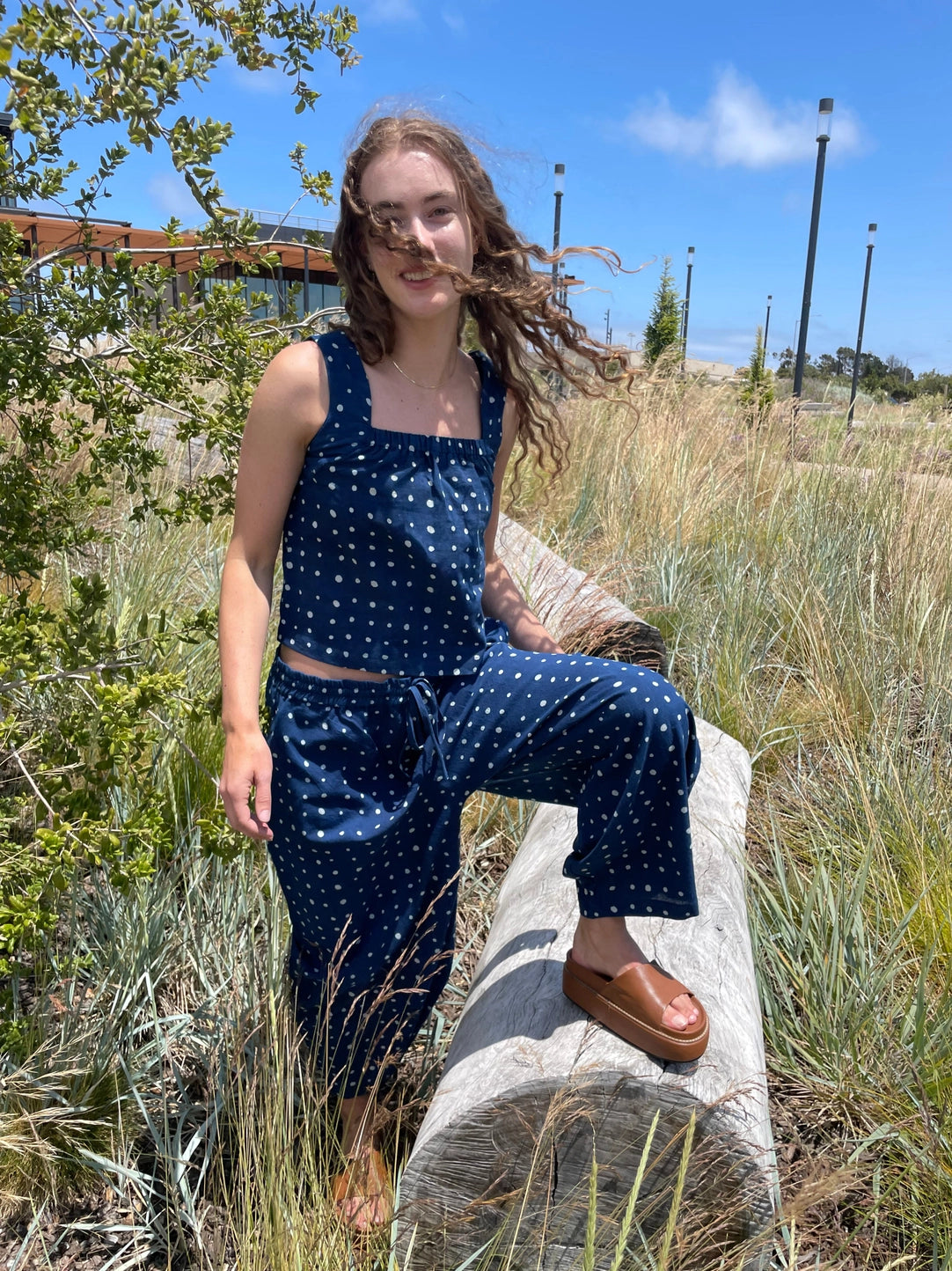 marius pants indigo dots