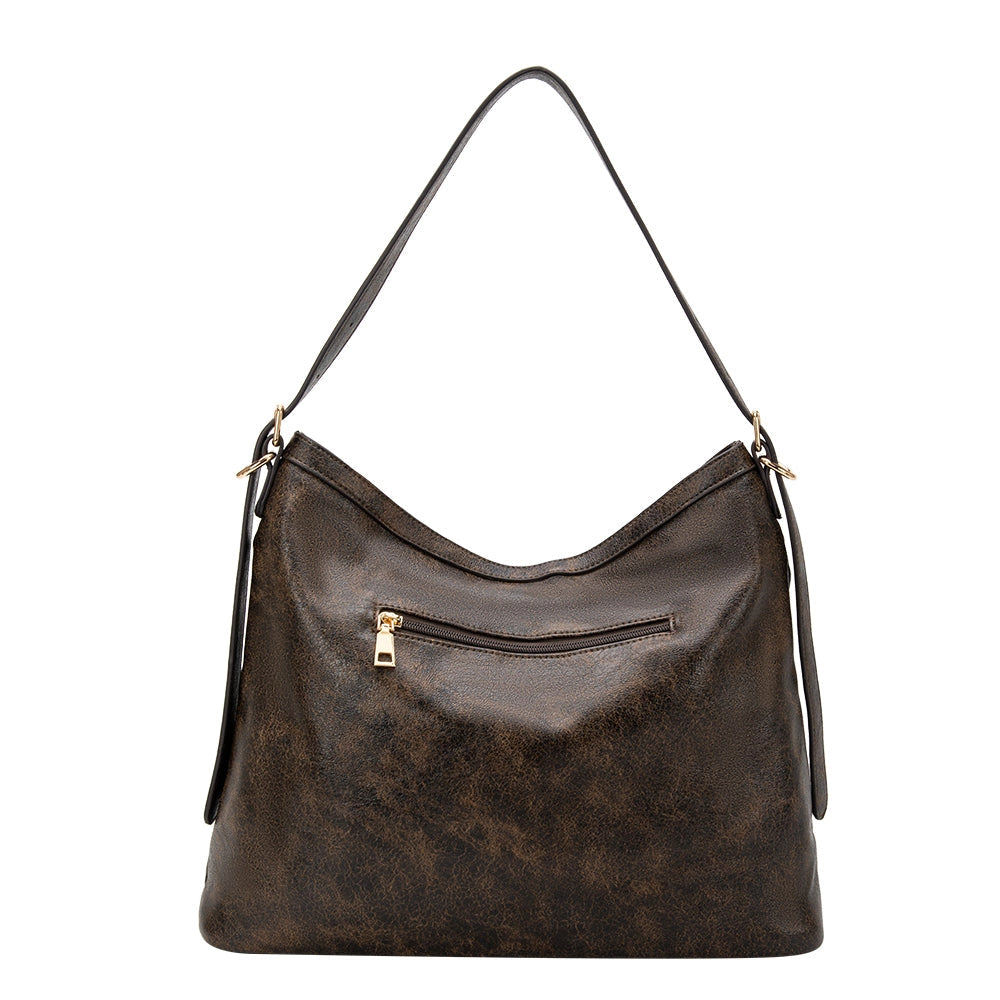 slone espresso recycled vegan shoulder bag