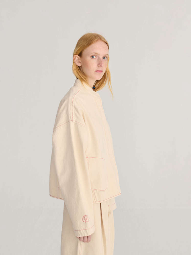 vibrant flower ecru twill jacket