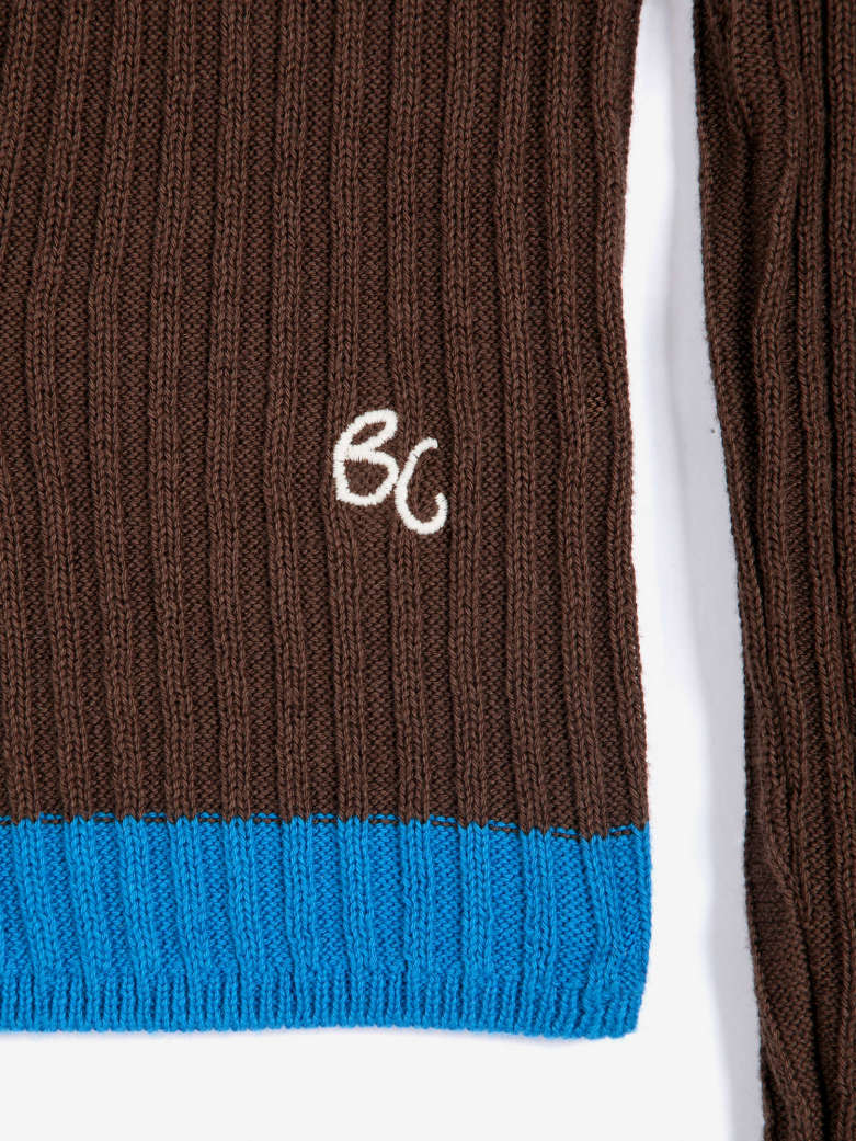 color block cotton turtleneck jumper