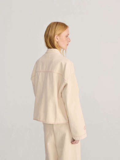 vibrant flower ecru twill jacket