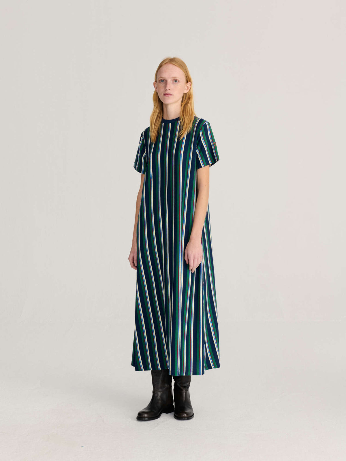 striped long jersey dress