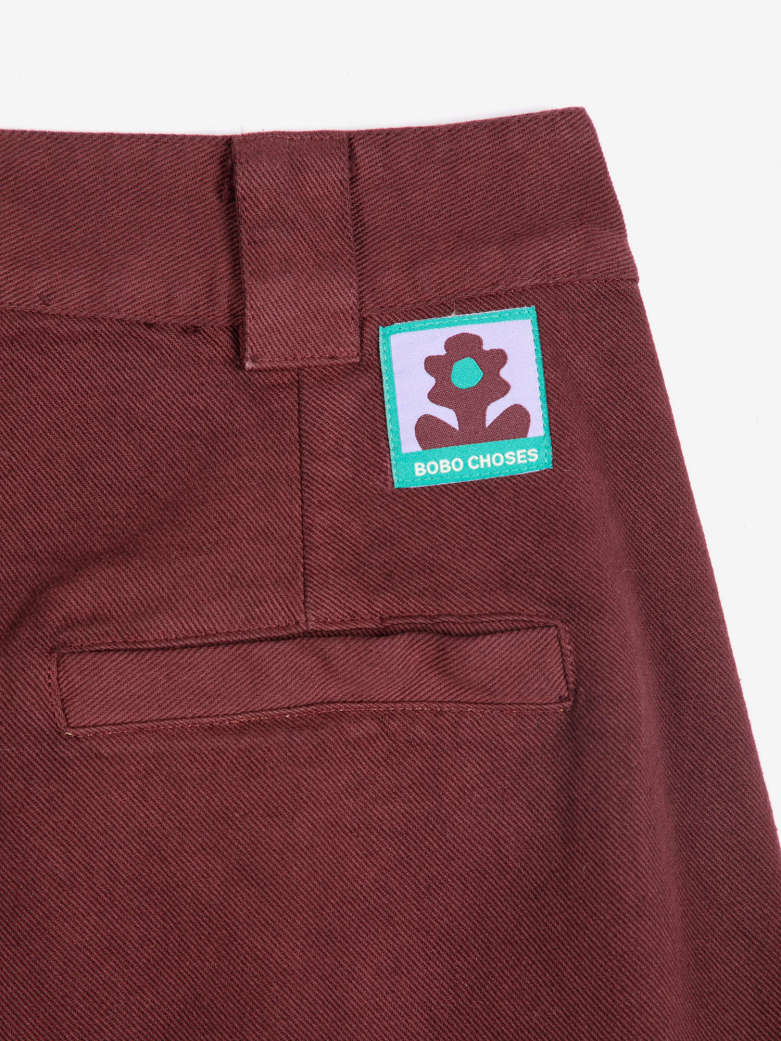 pleated twill wide-leg pants