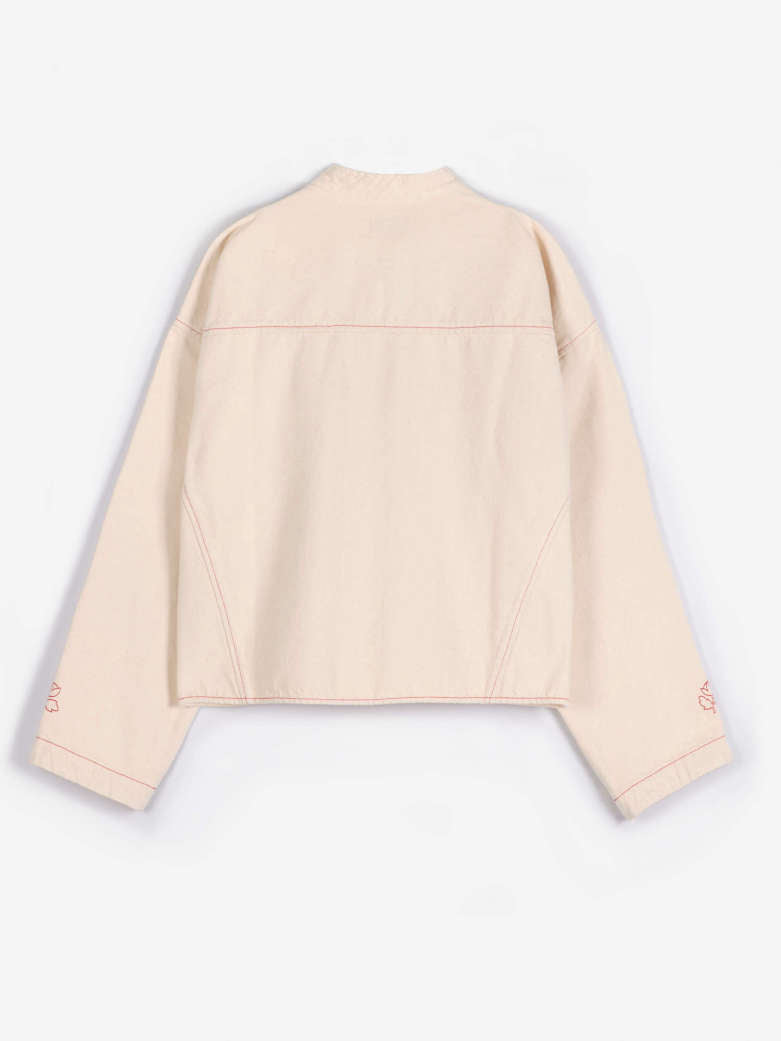 vibrant flower ecru twill jacket