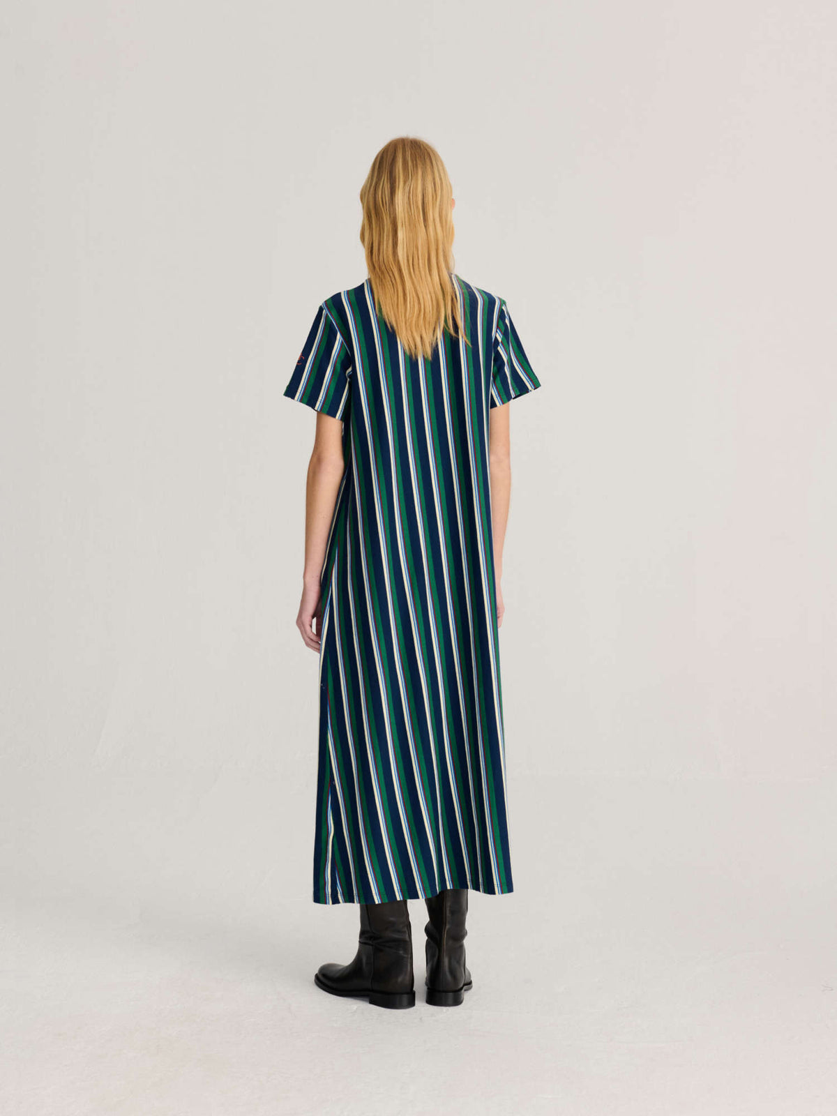 striped long jersey dress