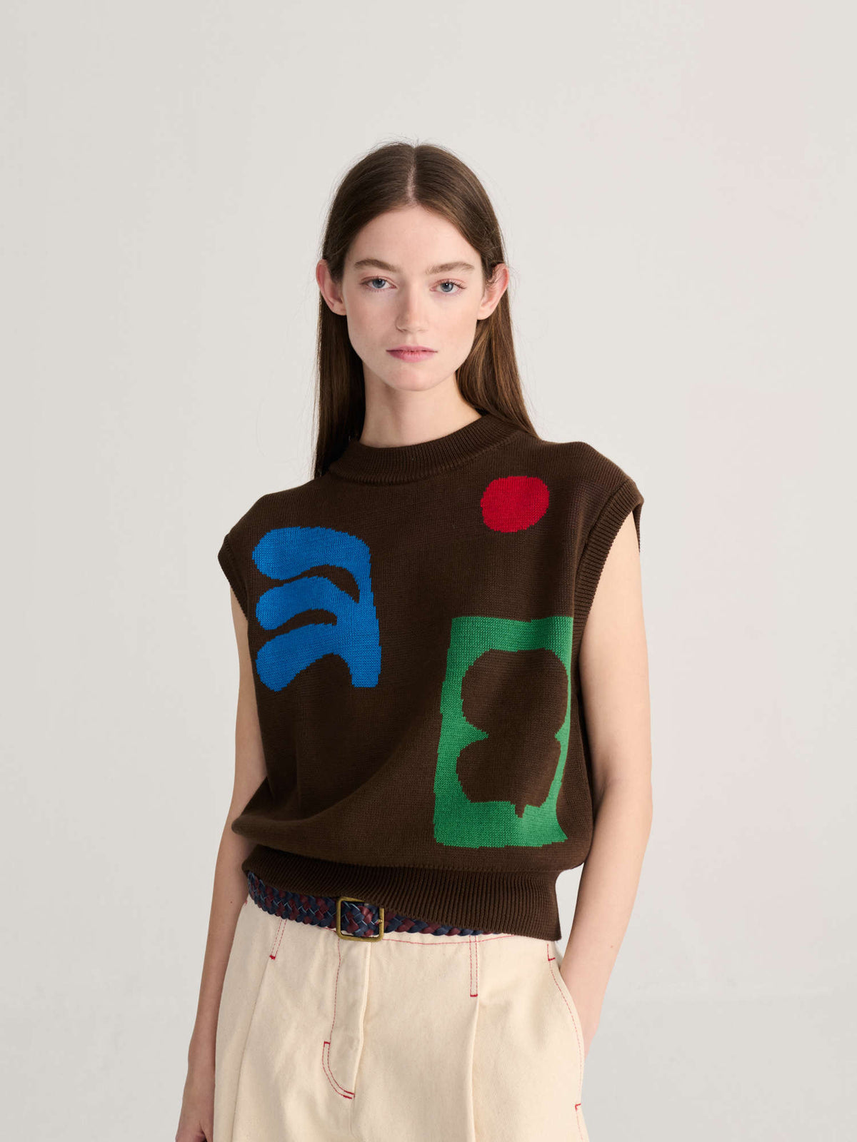 plant seal jacquard cotton vest