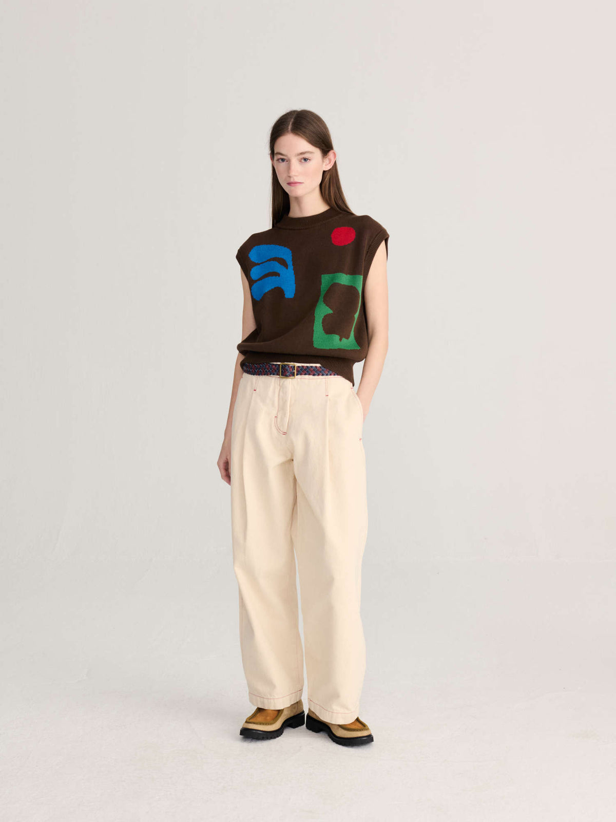 plant seal jacquard cotton vest