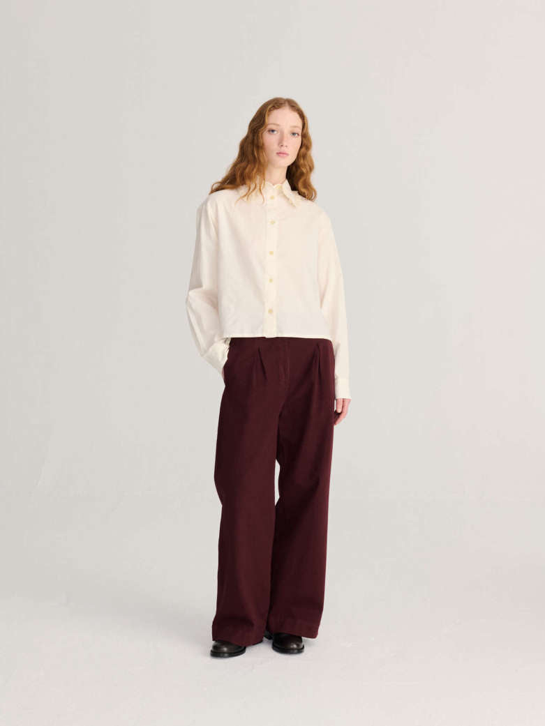 pleated twill wide-leg pants