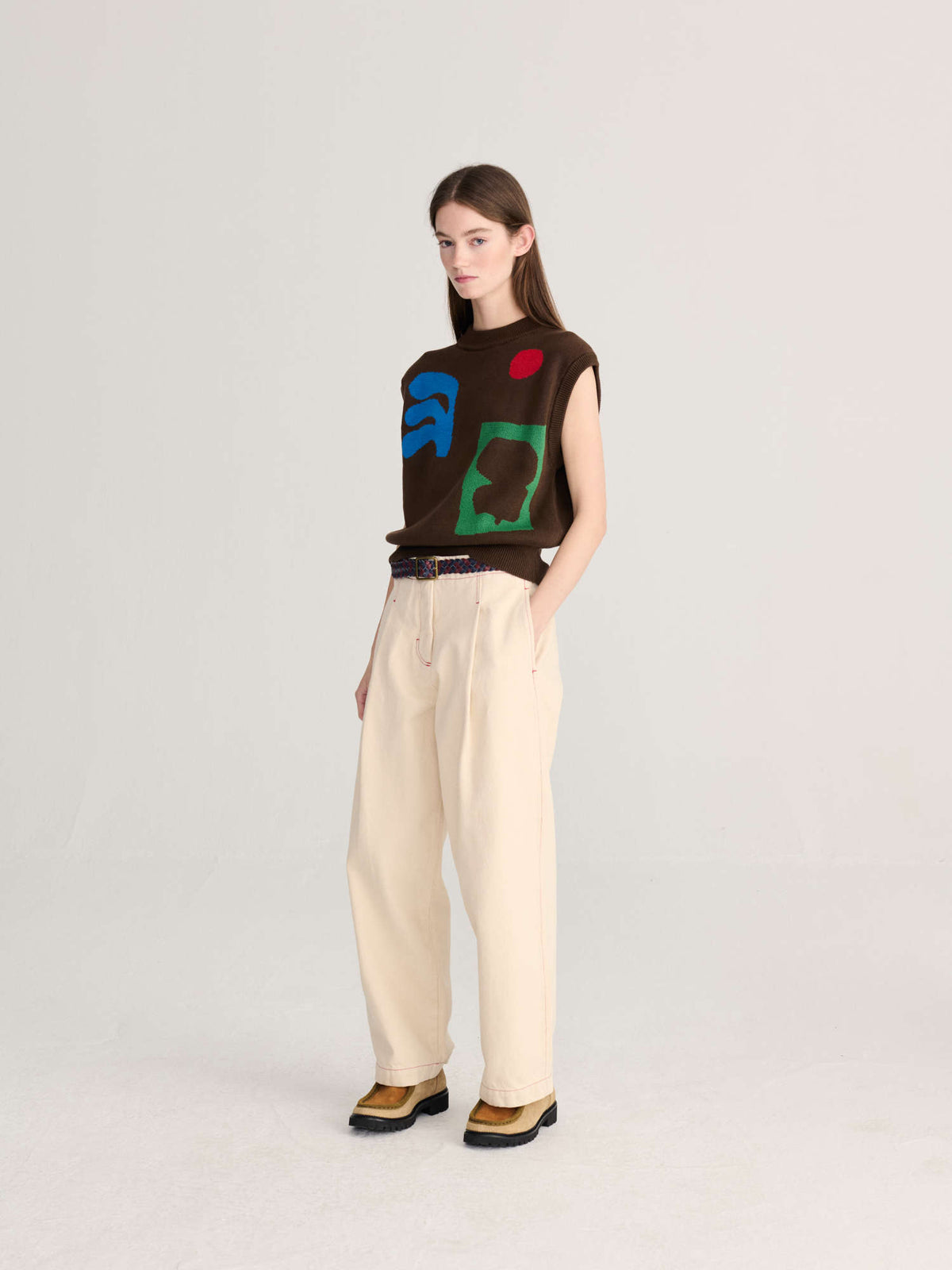 plant seal jacquard cotton vest