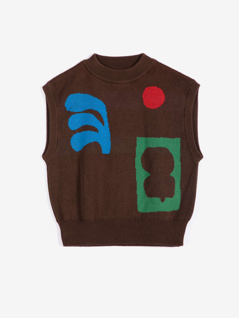 plant seal jacquard cotton vest