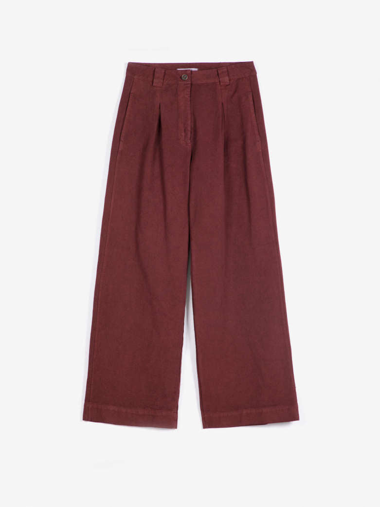 pleated twill wide-leg pants