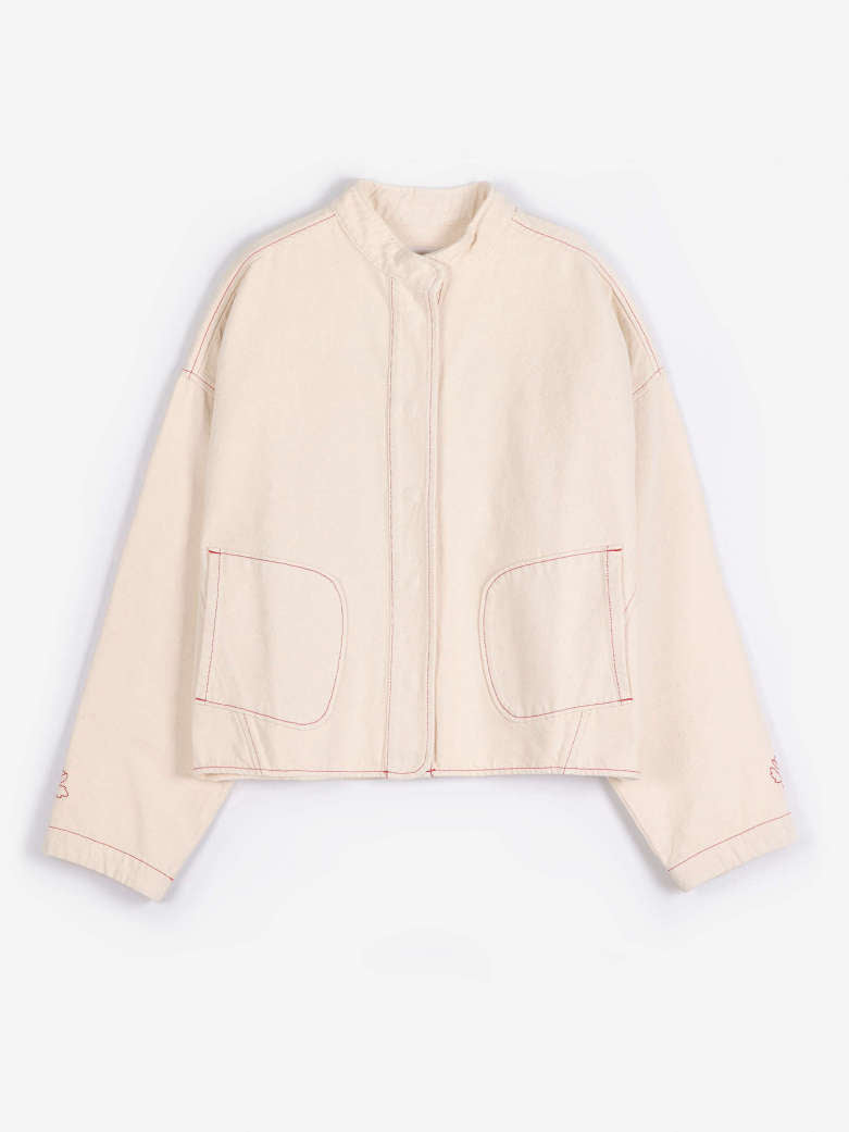 vibrant flower ecru twill jacket
