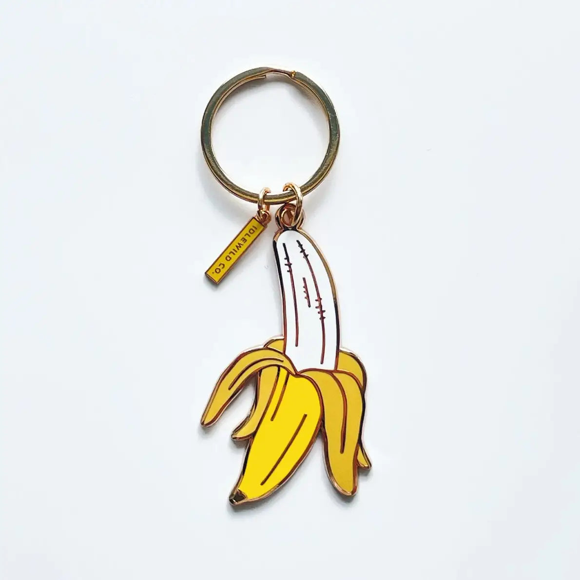 idlewild peeled banana brass and yellow enamel keychain