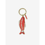 idlewild lucky fish brass and red enamel keychain