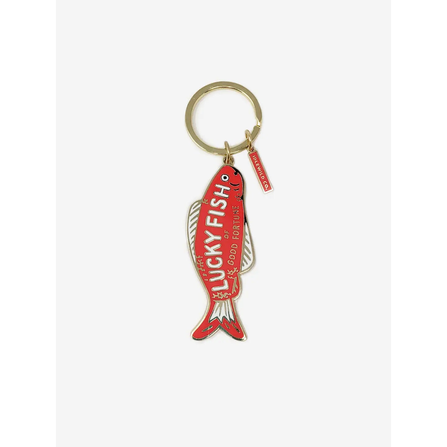 idlewild lucky fish brass and red enamel keychain