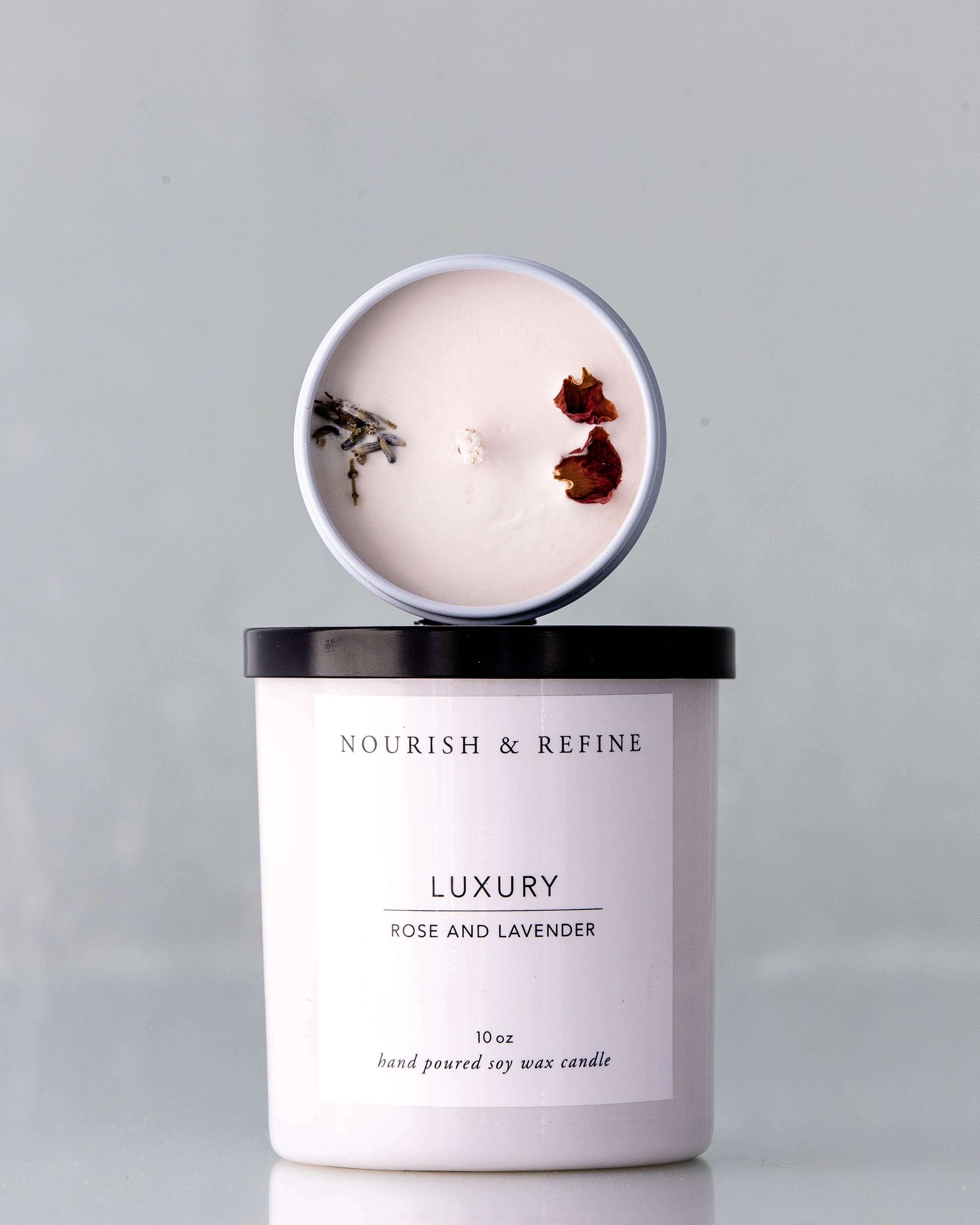 luxury rose and lavender candle