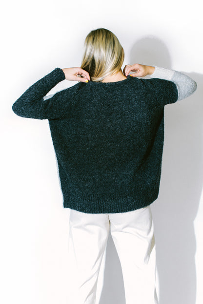 tri-colored blocked sweater