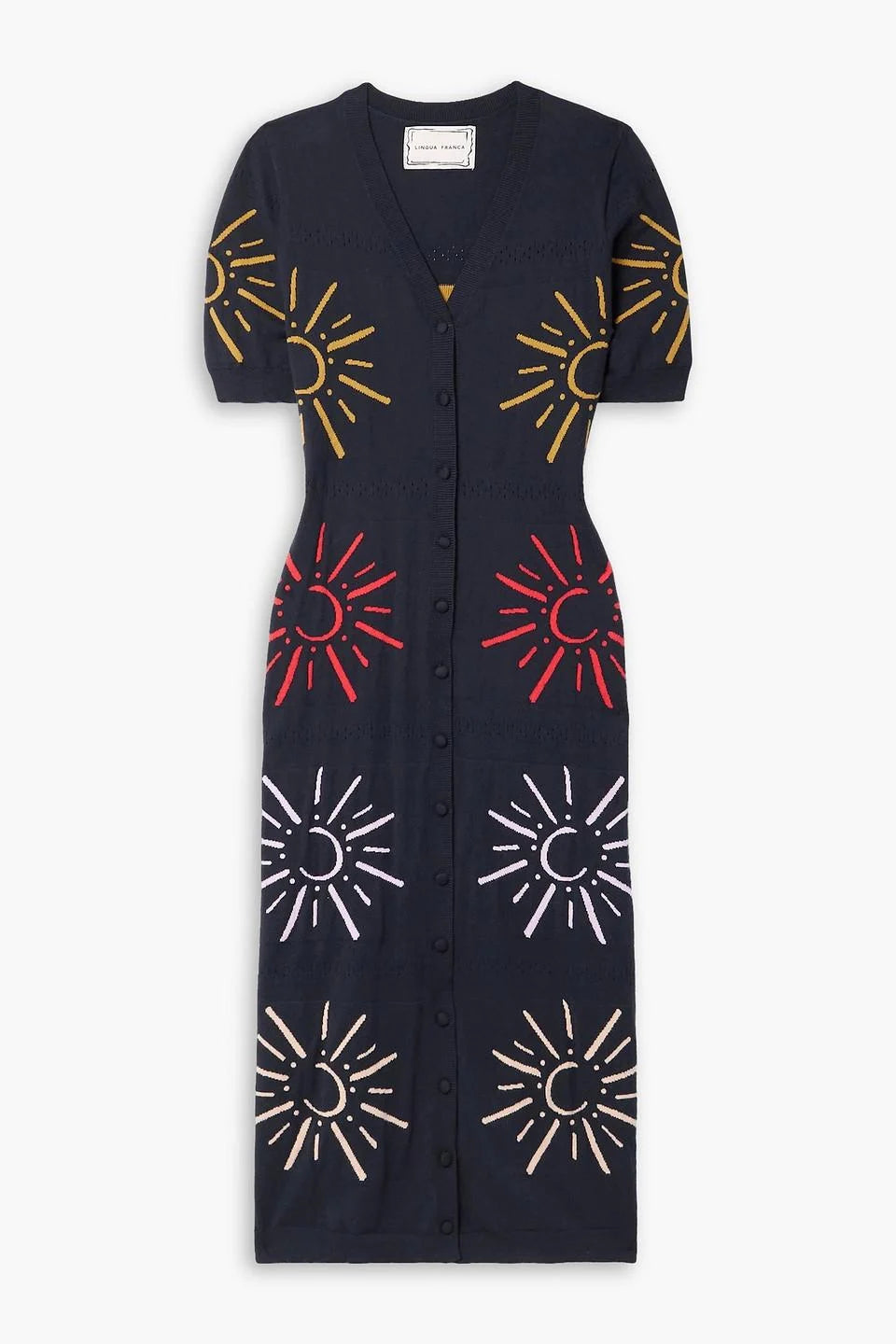 sun jacquard button dress