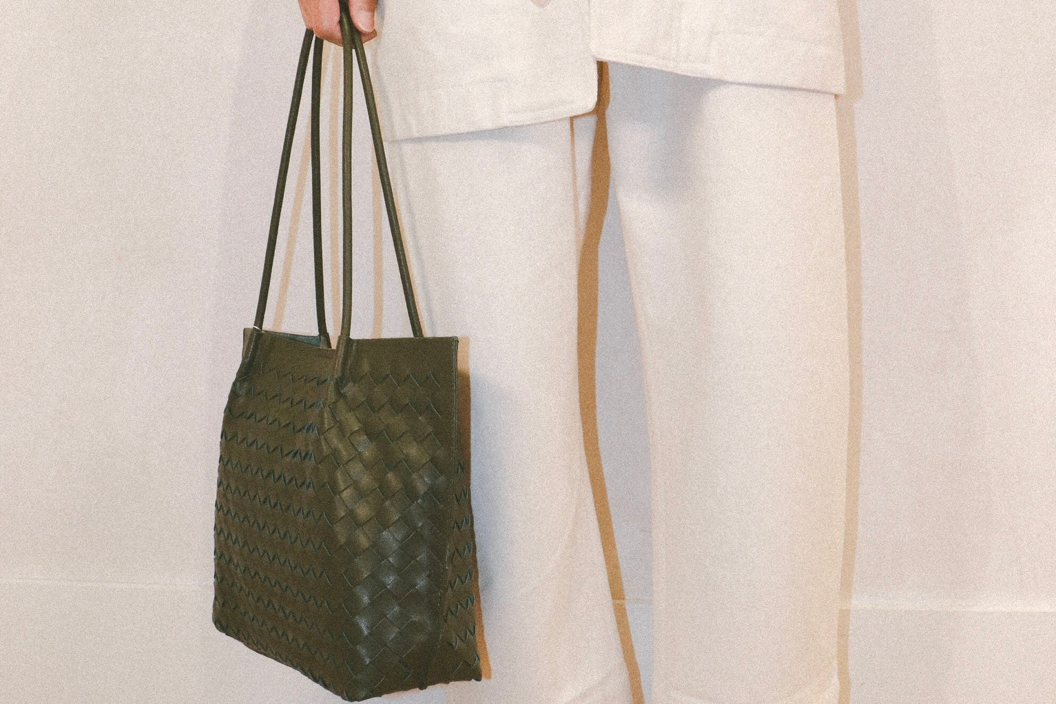 melie bianco woven vegan leather tote