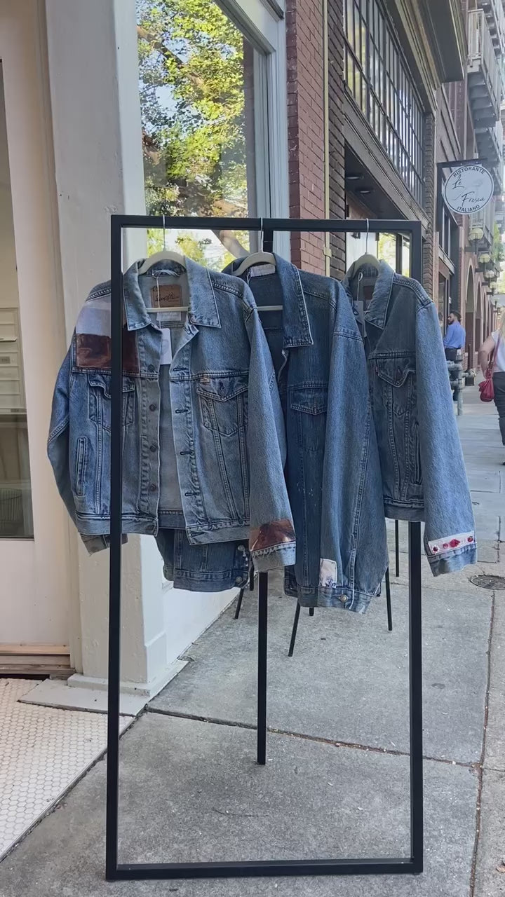 one of a kind upcycled denim jackets by a freckled past 