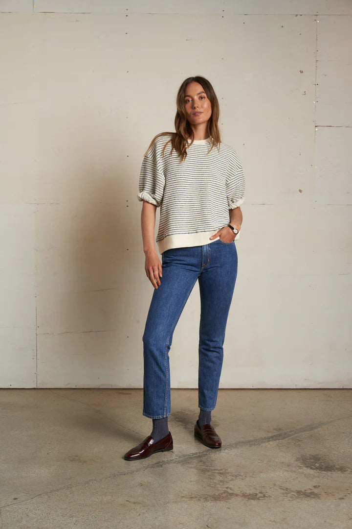 rebecca stripe cotton short sleeve sweatshirt